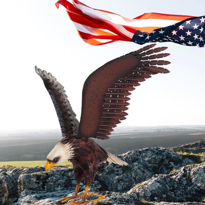 chisheen Bald Eagle Statue Outdoor Garden Sculpture Metal Yard Art Lawn Decorations,Large Eagle Figurines and Statues - Image 5